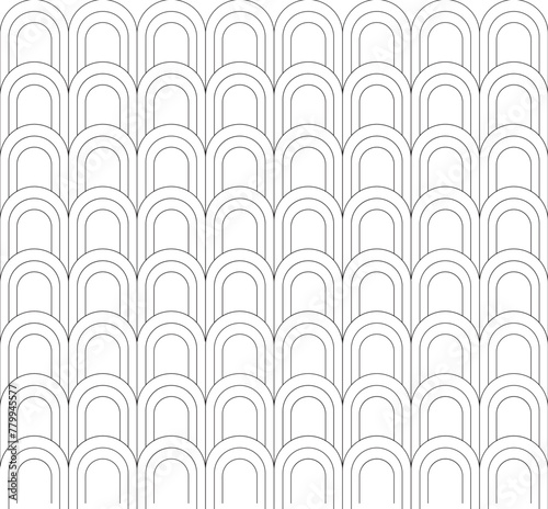black line interlocking circles - seamless pattern with spirals - Abstract pattern texture photo