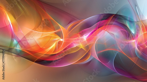 A colorful abstract painting of a swirling design with bright colors, AI