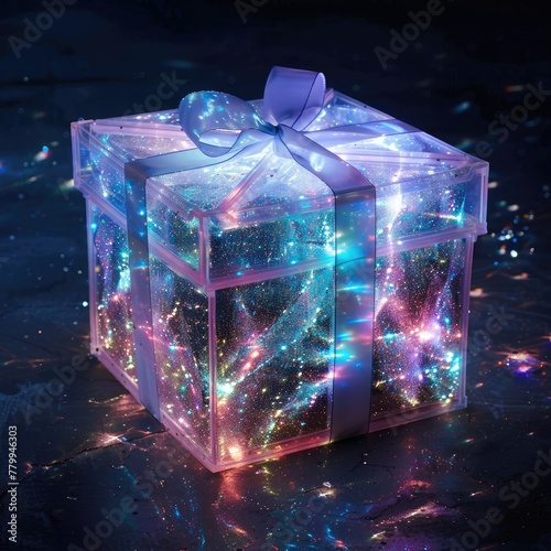 A magical sparkling gift box that seems to glow from within
