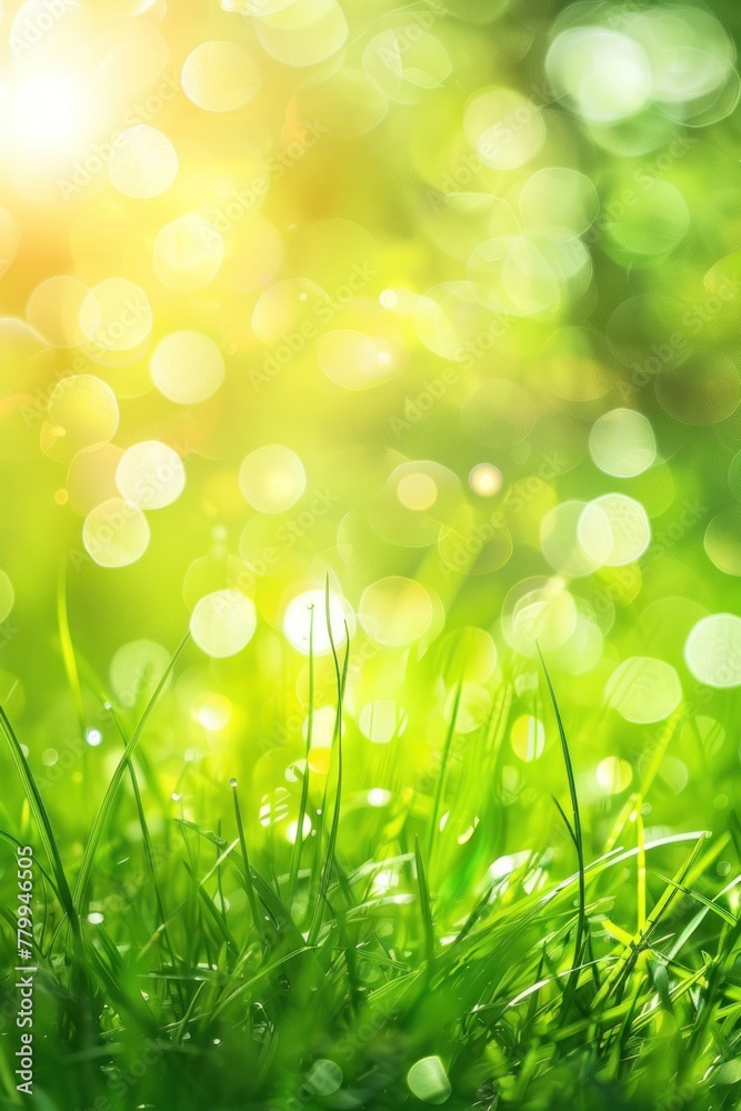 Dawning Vitality: A Serene Green Grassy Meadow Bathed in Light - Generative AI