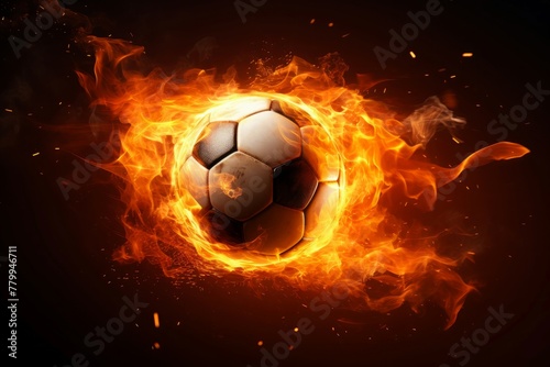 Creative Soccer ball fire mockup. Fast art. Generate Ai © juliars