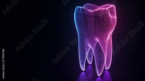 Glowing 3D hologram of tooth