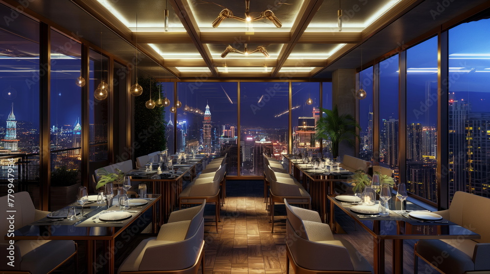 Exclusive Restaurant with Rooftop Terrace and Panoramic City View
