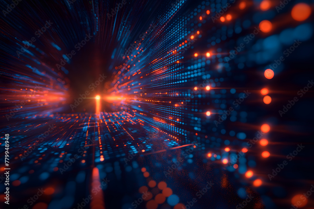 Obraz premium Dynamic Light Trails and Digital Data Flow Concept