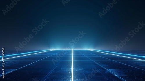 Sleek technology backdrop, abstract blue gradient, glowing lines, hightech atmosphere