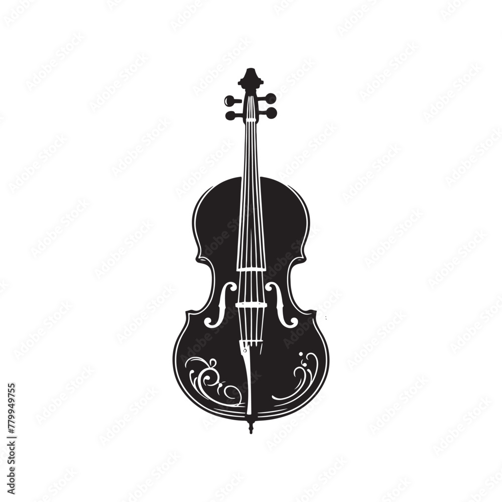 Fototapeta premium Musical Masterpiece: Refined Cello Silhouette, Crafted with Artistic Illustration and Minimal Vector Elements, Cello Illustration - Minimallest Cello Vector