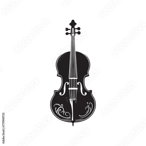Musical Masterpiece: Refined Cello Silhouette, Crafted with Artistic Illustration and Minimal Vector Elements, Cello Illustration - Minimallest Cello Vector