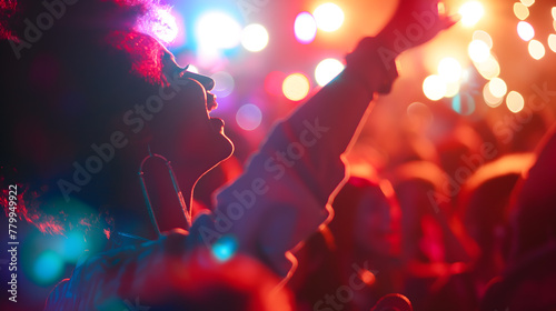 Energetic Crowd Enjoying a Live Concert Performance at Night
