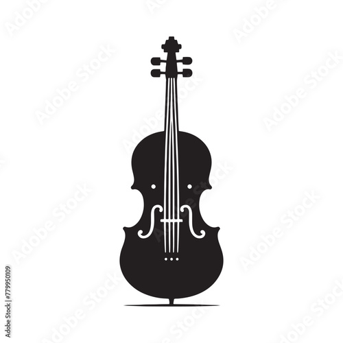 Melodic Reverie: Sublime Cello Silhouette, Illustrated and Vectorized with Delicate Precision, Cello Illustration - Minimallest Cello Vector 