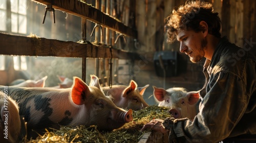The Farmer Feeding His Pigs photo
