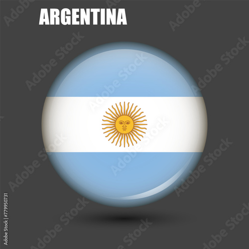 The national flag of Argentina in the shape of a circle.Vector.
Round 3d flag icon with high detail.
Spherical illustration of the flag.