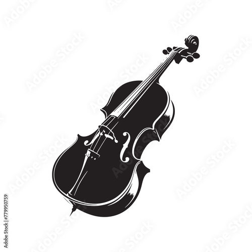 Musical Elegance: Captivating Cello Silhouette, Crafted with Precision in Illustration and Vector Design, Cello Illustration - Minimallest Cello Vector
