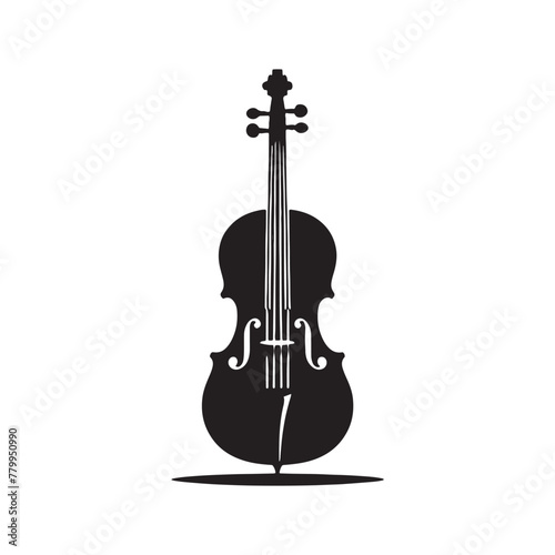 Melodic Harmony: Elegant Silhouette of Cello Music Instrument, Enhanced by Illustrative and Vector Details, Cello Illustration - Minimallest Cello Vector
