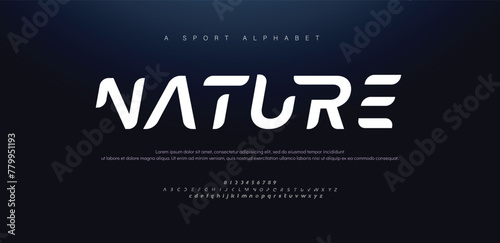 Sport modern italic alphabet fonts and number. Typography, abstract technology, fashion, digital, future creative logo font. vector illustration photo