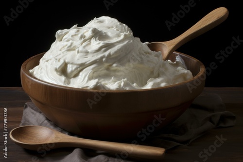 Decadent Sour cream. Milk sauce food. Generate Ai