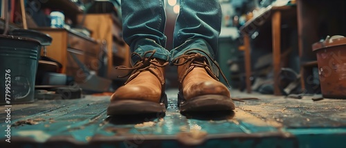 A Cobbler's Symphony: Crafting Durability. Concept Shoemaking Techniques, Craftsmanship Skills, Quality Materials, Artistic Expression, Functional Footwear