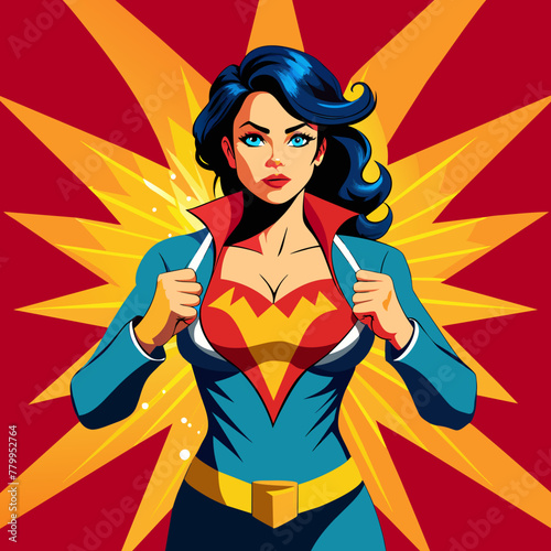 super-hero-woman-ripping-shirt-pop-art-retro-vecto