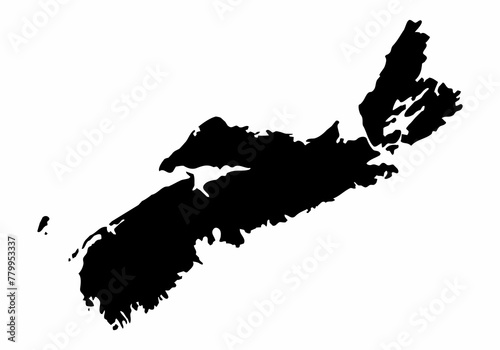 Nova Scotia province dark silhouette map photo