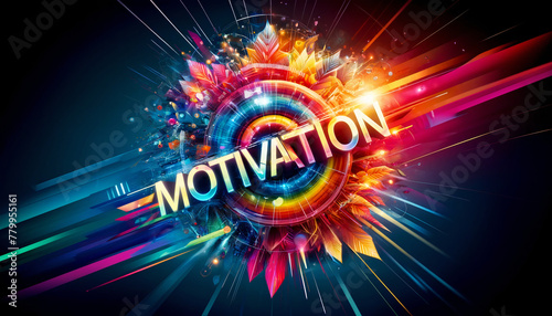 text " Motivation" energy and dynamic vibrant color background