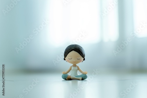 Pilates workout, yoga, plastic toy on white background