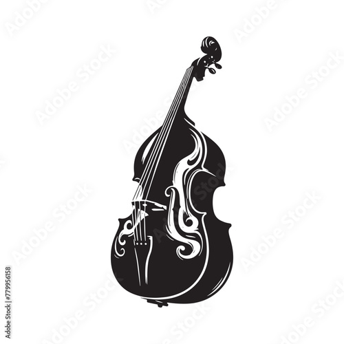 Melodic Marvel: Exquisite Double Bass Silhouette, Crafted with Precision Illustration and Vector, Double Bass Illustration - Minimallest Double Bass Vector
