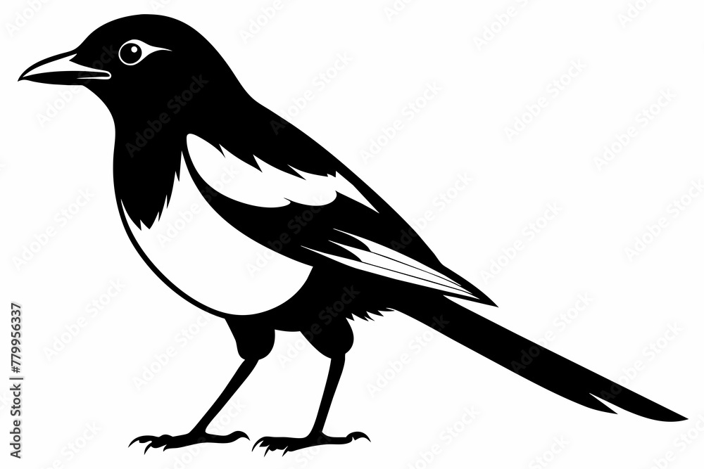 Magpie robin black silhouette vector design . Magpie robin black silhouette vector design .