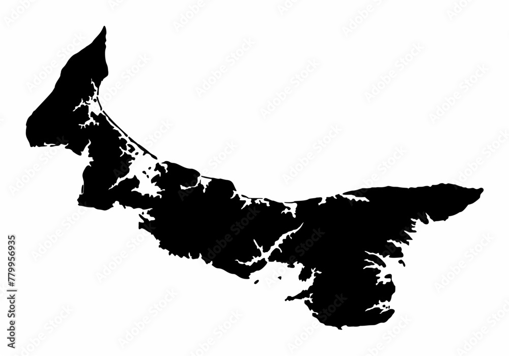 Prince Edward Island dark silhouette map