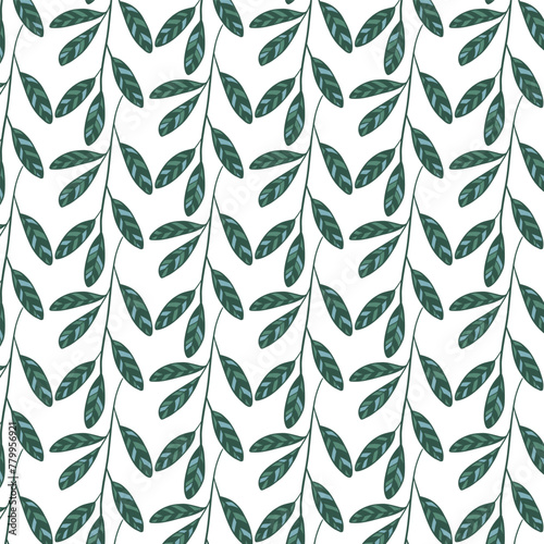 Seamless flowewrs and leaves pattern. Vector illustration