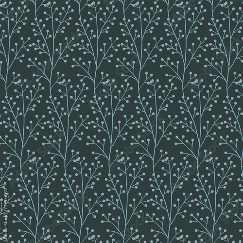 Seamless flowewrs and leaves pattern. Vector illustration