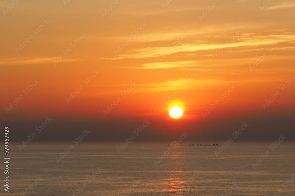 Sunset on the sea's surface, Thailand.