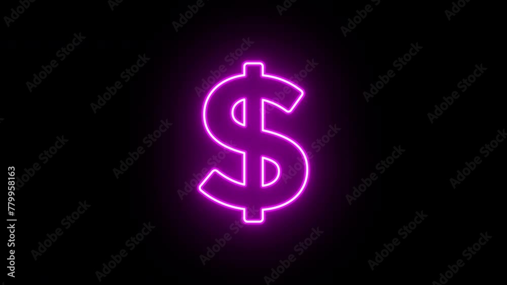 Neon dollar icon animation, slow blink. Glowing neon dollar sign, looped slow flashing animation. Money cash, digital currency market, USD, bank business, finance. Sequence of 9 colors Neon dollar icon animation, slow blink. Glowing neon dollar sign, looped slow flashing animation. Money cash, digital currency market, USD, bank business, finance. Sequence of 9 colors