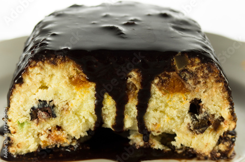 Curd cheesecake in chocolate on a plate