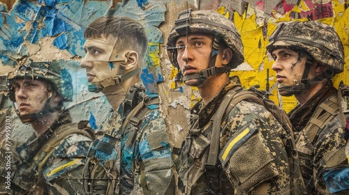 Saluting bravery: A patriotic collage celebrates Ukrainian soldiers, embodying courage and strength in defense of their homeland.