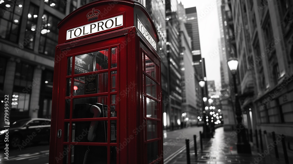 cabine telefonica retrô vermelha canva na cidade preto e branco cabine telefonica retrô vermelha canva na cidade preto e branco
