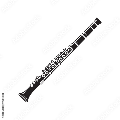 Melodic Muse: Enchanting Flute Silhouette, Inspiring Musical Creativity and Expression, Flute Illustration - Minimallest Flute Vector photo