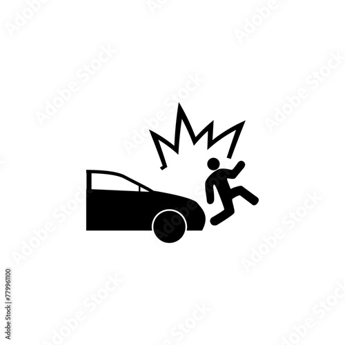 Car Knock Down Pedestrian flat vector icon. Simple solid symbol isolated on white background