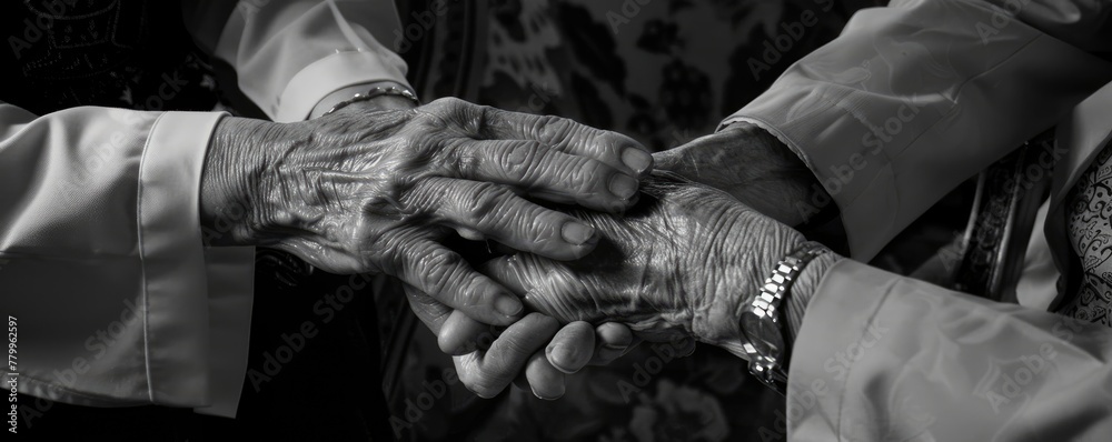 elderly hands with visible veins and life-worn details, conveying a sense of history and life experience