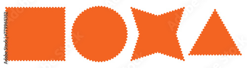 Retro design elements scalloped frames. Scalloped edge rectangle, star, ellipse, circle and square shapes