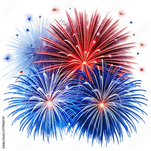 red and blue fireworks 4th of july