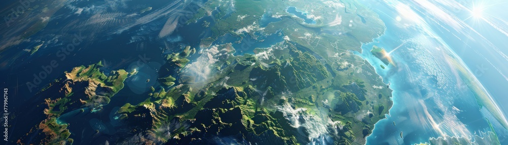 Produce a captivating image portraying Earths continents regrouped into a supercontinent when viewed from a rear angle Produce a captivating image portraying Earths continents regrouped into a supercontinent when viewed from a rear angle