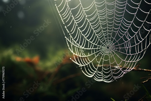 Sticky Spider poison web. Animal fear scary insect pattern. Generate Ai