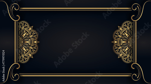 black luxury background with gold mandala ornaments