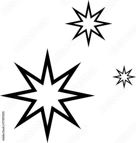 Star icons. Gold Star or favorite flat icon for apps and websites. Rating Star icon. Star vector collection. Modern simple stars. Vector illustration.