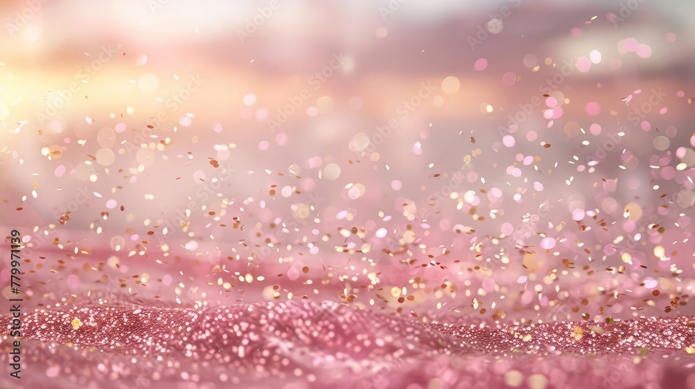 A breathtaking cascade of shiny, falling glitter against a dark, moody background, creating a dramatic and captivating abstract display.