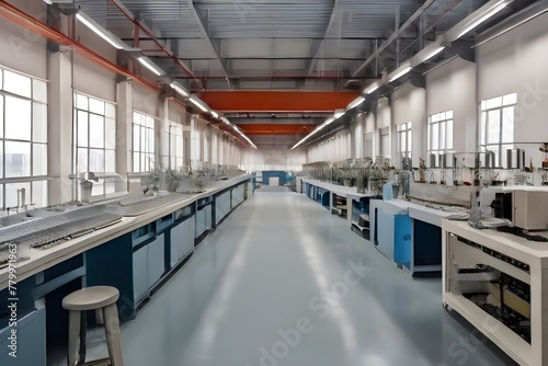 Modern industrial factory for the production of electronic material and other products  station interior