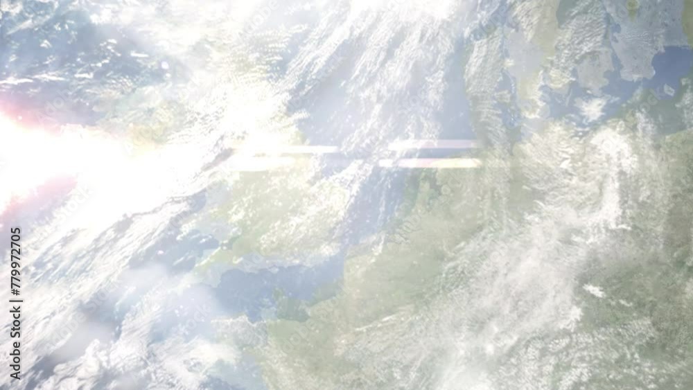 Zoom in from space and focus on Great Yarmouth, UK. 3D Animation. Background for travel intro. Elements of this image furnished by NASA