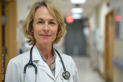 Portrait of a middle aged female doctor in the hospital