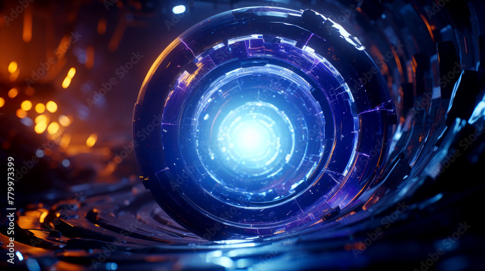 Obraz premium Blue Glow Sci-Fi Spiral Vortex
