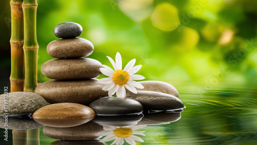 zen stones and flower spa relax design background wellness healty business