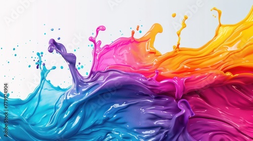 Colorful paintbrush liquid splash abstract background. AI generated image